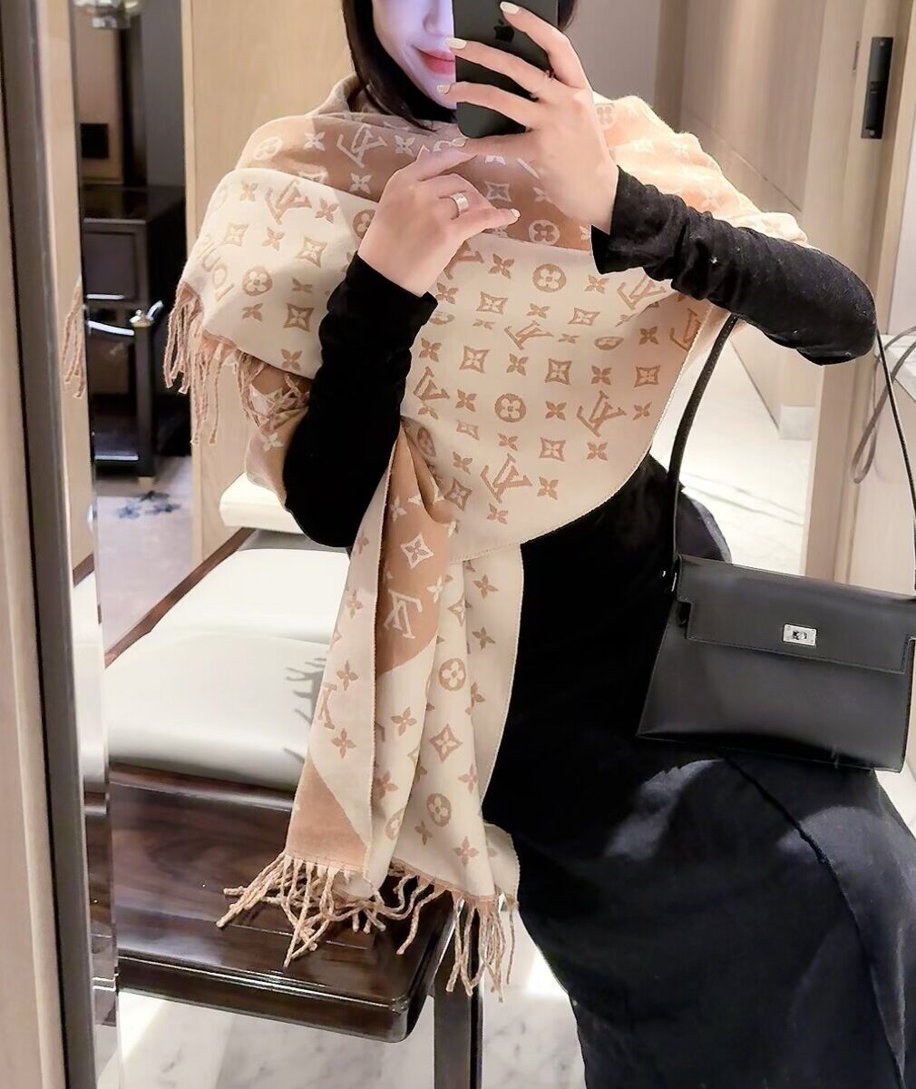 Louis Vuitton Camel Monogram Cashmere Scarf